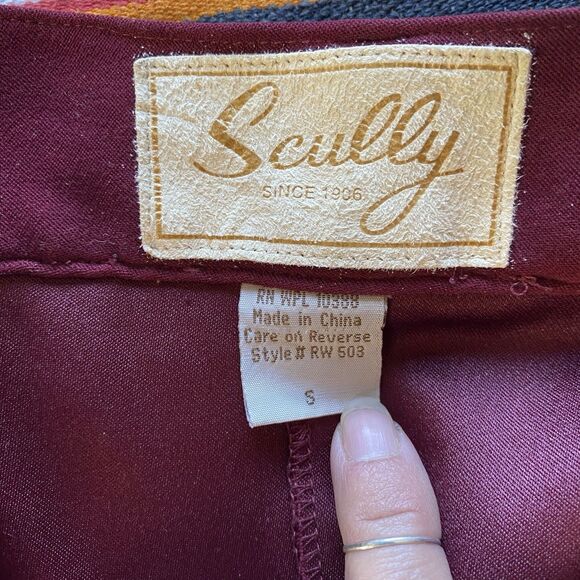 Scully Burgundy Super Wide Leg High Rise Suede Fabric Poly Pants. Size Small. - Picture 5 of 14